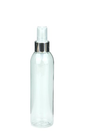 200 ml PET-Flasche transparent, Ø 45,8 mm, Sprühzerstäuber, Luxury-Ausführung natur