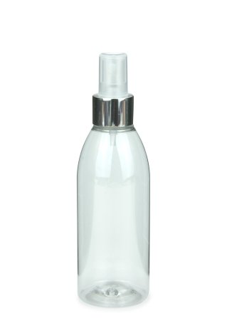 200 ml PET-Flasche transparent, Ø 50,4 mm, Sprühzerstäuber, Luxury-Ausführung natur, glatt