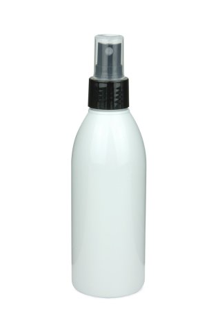 200 ml PET-Flasche weiß, Ø 50,4 mm, Sprühzerstäuber schwarz