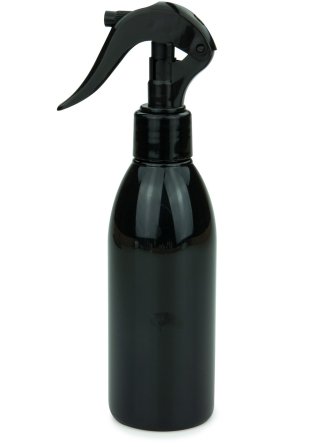 200 ml PET-Flasche schwarz, Ø 50,4 mm, Mini-Trigger-Sprühzerstäuber schwarz, glatt