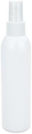 200 ml PET-Flasche weiß, Ø 45,8 mm, Sprühzerstäuber weiß, geriffelt