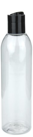 250 ml PET-Flasche transparent, Ø 49,0 mm, Disc-Top-Verschluss schwarz