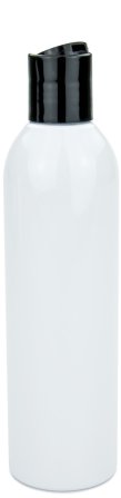 250 ml PET-Flasche weiß, Ø 49,0 mm, Disc-Top-Verschluss schwarz