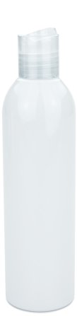 250 ml PET-Flasche weiß, Ø 49,0 mm, Disc-Top-Verschluss transparent