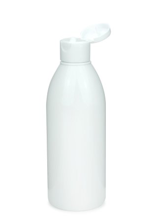250 ml PET-Flasche weiß, Ø 54,5 mm, Klappverschluss weiß