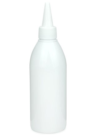 250 ml R-PET-Dosierflasche weiß, Ø 54,5 mm, Schraubkappe weiß