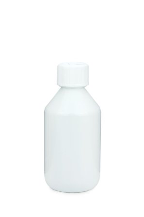 250 ml PET-Laborflasche KISI weiß, Ø 63,0 mm, Verschluss weiß