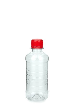 250 ml PET-Lebensmittelflasche transparent, Ø 55,0 mm, Verschluss rot