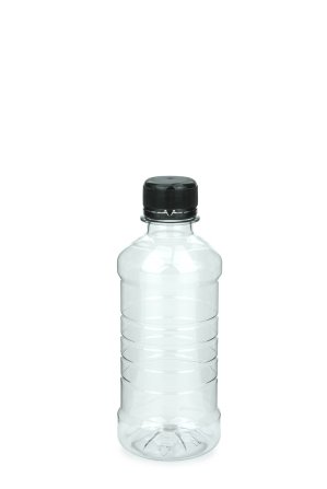 250 ml PET-Lebensmittelflasche transparent, Ø 55,0 mm, Verschluss schwarz
