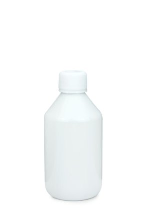 250 ml PET-Laborflasche Basic weiß, Ø 63,0 mm, Verschluss weiß