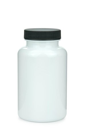 250 ml PET-Packer Schraubdose weiß (45/400) – mit Induktionssiegel, Deckel schwarz, matt geriffelt