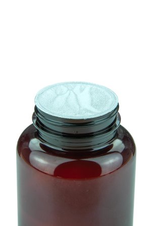250 ml PET-Packer Schraubdose weiß (45/400) – mit Induktionssiegel, Deckel schwarz, matt geriffelt