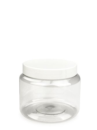 250 ml PET-Classic Tiegel klar (70/400) – Deckel weiß, glänzend, Induktionssiegel