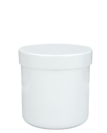 250 ml PP-Cremetiegel weiß, flach – Deckel weiß