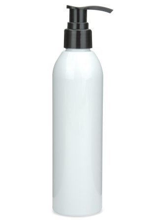 250 ml PET-Flasche weiß, Ø 49,0 mm, Seifenpumpe schwarz