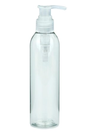 250 ml PET-Flasche transparent, Ø 49,0 mm, Seifenpumpe natur
