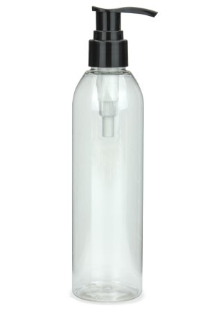 250 ml PET-Flasche transparent, Ø 49,0 mm, Seifenpumpe schwarz