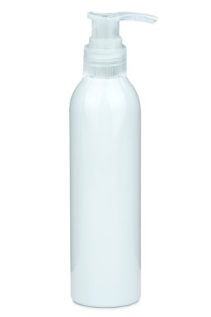 250 ml R-PET-Flasche weiß, Ø 49,0 mm, Seifenpumpe natur