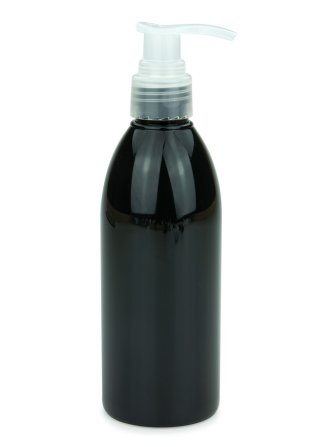 250 ml PET-Flasche schwarz, Ø 54,5 mm, Seifenpumpe natur