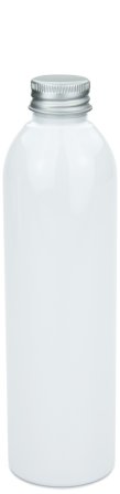 250 ml PET-Flasche weiß, Ø 49,0 mm, Alu-Schraubkappe weiß