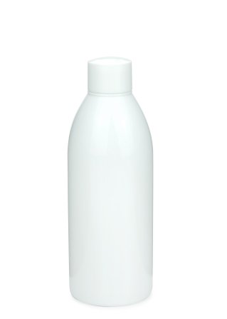 250 ml R-PET-Flasche weiß, Ø 54,5 mm, Schraubverschluss weiß