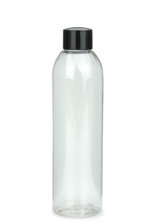 250 ml PET-Flasche transparent, Ø 49,0 mm, Schraubverschluss schwarz