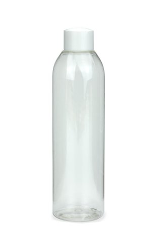 250 ml PET-Flasche transparent, Ø 49,0 mm, Schraubverschluss mit Spritzeinsatz weiß