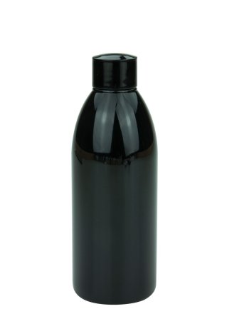 250 ml PET-Flasche schwarz, Ø 54,5 mm, Schraubverschluss schwarz