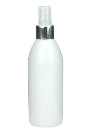 250 ml PET-Flasche weiß, Ø 54,5 mm, Sprühzerstäuber, Luxury-Ausführung natur, glatt