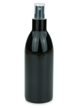 250 ml PET-Flasche schwarz, Ø 54,5 mm, Sprühzerstäuber schwarz