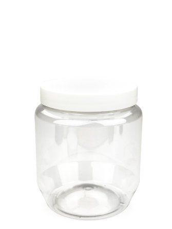 370 ml PET-Cremetiegel klar (70/400) – Deckel weiß, matt, Dichtkonus