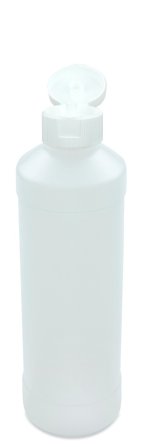 500 ml PE-HD-Flasche weiß, Ø 64,0 mm, Klappverschluss weiß