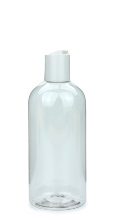 500 ml PET-Flasche transparent, Ø 70,0 mm, Disc-Top-Verschluss weiß