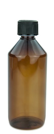 500 ml PET-Laborflasche KISI braun, Ø 69,5 mm, Verschluss schwarz