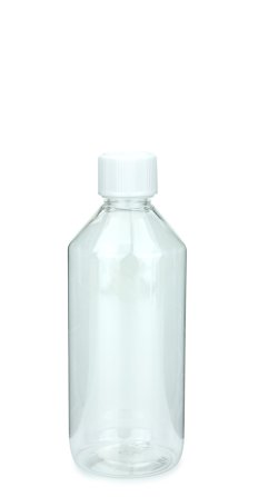 500 ml PET-Laborflasche KISI transparent, Ø 69,5 mm, Verschluss weiß
