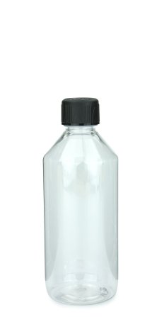 500 ml PET-Laborflasche KISI transparent, Ø 69,5 mm, Verschluss schwarz