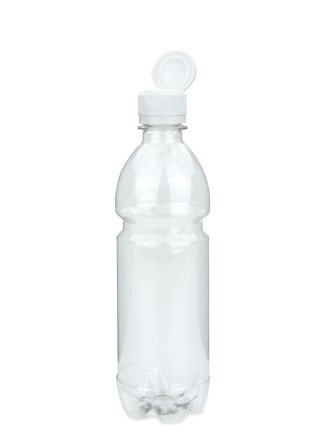 500 ml PET-Speiseöl-Flasche transparent, Ø 64,0 mm, Verschluss weiß