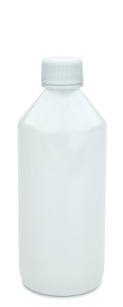 500 ml PET-Laborflasche Basic weiß, Ø 69,5 mm, Verschluss weiß