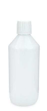 500 ml PET-Laborflasche Leichtgewicht Ausgießer weiß, Ø 69,5 mm, Verschluss weiß