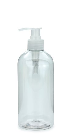 500 ml PET-Flasche transparent, Ø 70,0 mm, Seifenpumpe natur