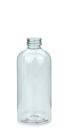 500 ml R-PET-Flasche transparent, Ø 70,0 mm, Alu-Schraubkappe