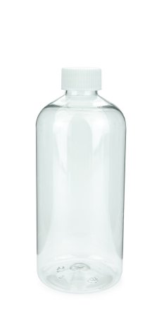 500 ml PET-Flasche transparent, Ø 70,0 mm, Schraubverschluss mit Dichtkonus weiß