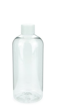 500 ml PET-Flasche transparent, Ø 70,0 mm, Schraubverschluss mit Spritzeinsatz weiß