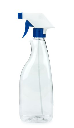 500 ml PET-Flasche transparent, 88 × 51 mm, Trigger-Sprühpistole, 3-Wege-Düse blau, geriffelt