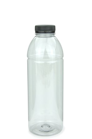750 ml PET-Smoothie-Flasche transparent, Ø 75,0 mm, Verschluss schwarz