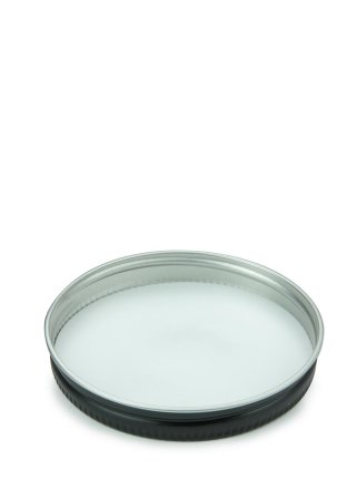 750 ml PET-Cylindrical Zylinderdose klar (70/400) – Alu-Deckel schwarz-silber, matt, EPE-Einlage