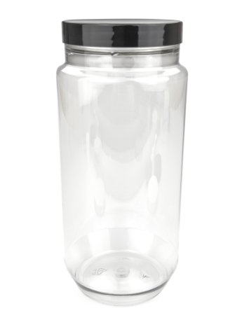 750 ml PET-Cylindrical Zylinderdose klar (70/400) – Deckel schwarz, glänzend, Dichtkonus