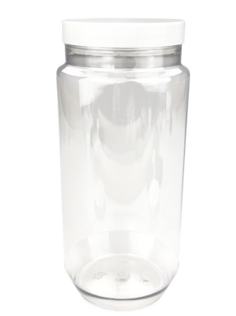 750 ml PET-Cylindrical Zylinderdose klar (70/400) – Deckel weiß, glänzend, Induktionssiegel