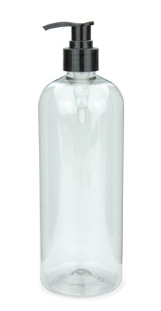 750 ml PET-Flasche transparent, Ø 76,0 mm, Seifenpumpe schwarz