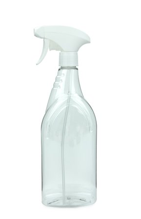 750 ml PET-Flasche transparent, 95 × 55 mm, Metallfreie Trigger-Sprühpistole weiß, geriffelt